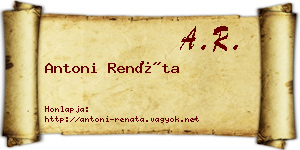 Antoni Renáta névjegykártya